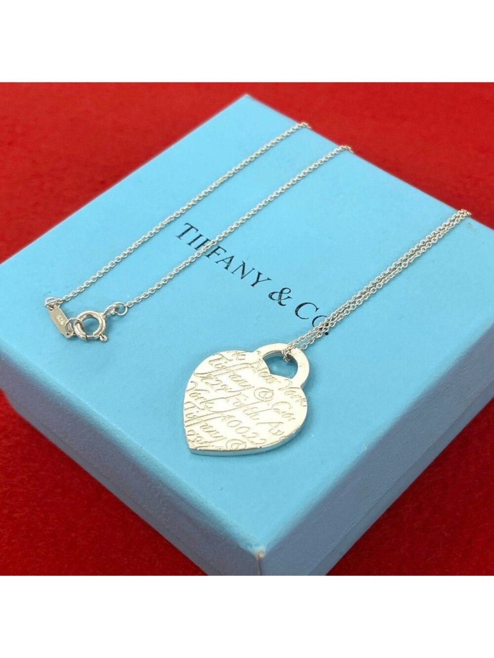 Tiffany & Co Vintage Notes Heart Tag Necklace 925 Sterling Silver